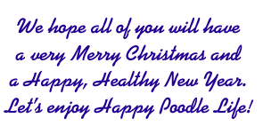 We hope all of you will have a very Merry Christmas and a Happy, Healthy New Year.  Let's enjoy Happy Poodle Life!